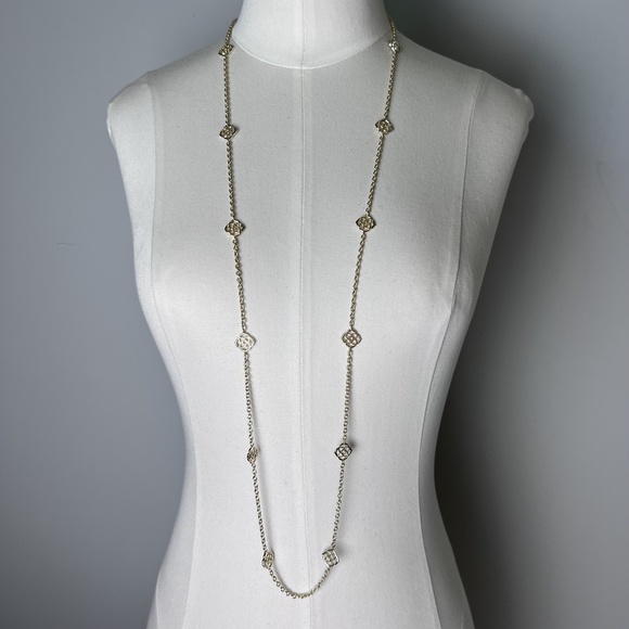 Kendra Scott *RARE* Devalyn, Long Logo Medallion Adjustable Necklace, Gold